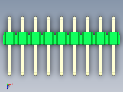 彩色公头100mil（2.54mm）系列-DS1021_green_2x09p_100mil_Type1_rev1.0俯视缩略图