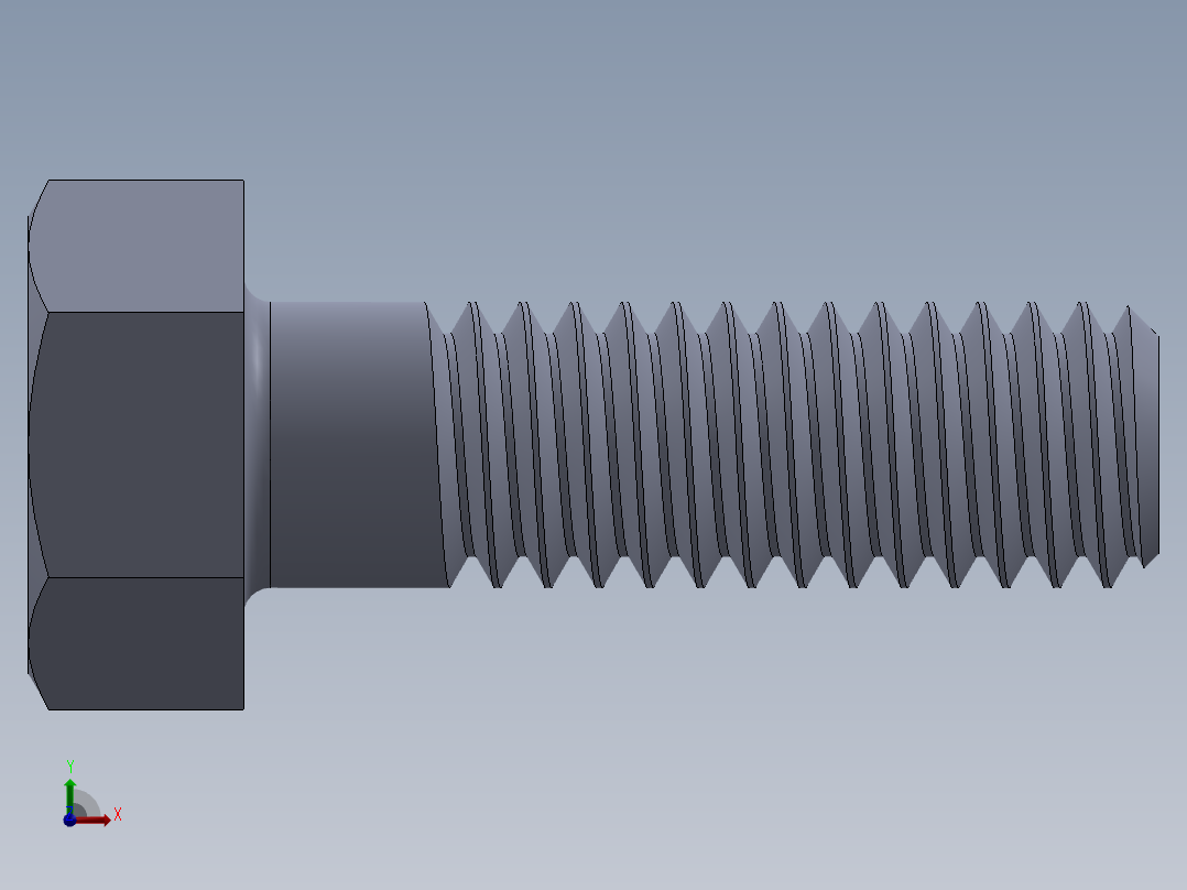 UNC 六角螺栓-Hex Bolt 0.3125-18 x 1.SLDPRT前视图