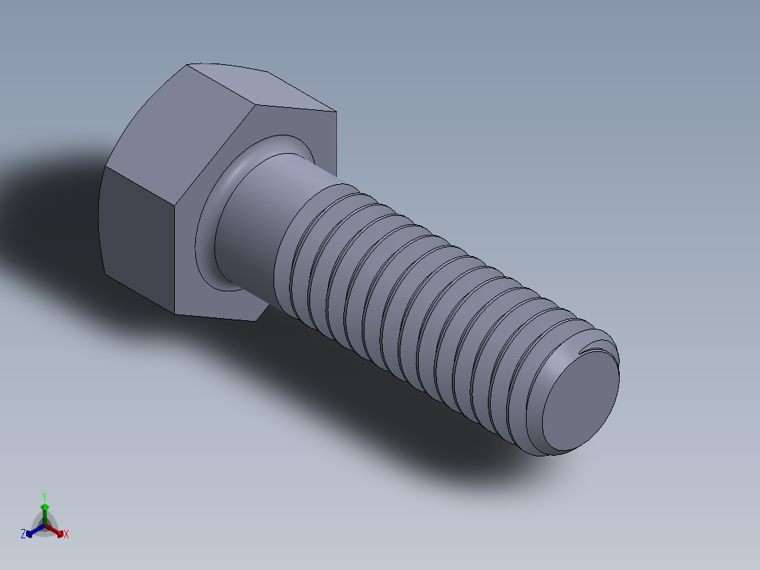 UNC 六角螺栓-Hex Bolt 0.3125-18 x 1.SLDPRT正等轴测图