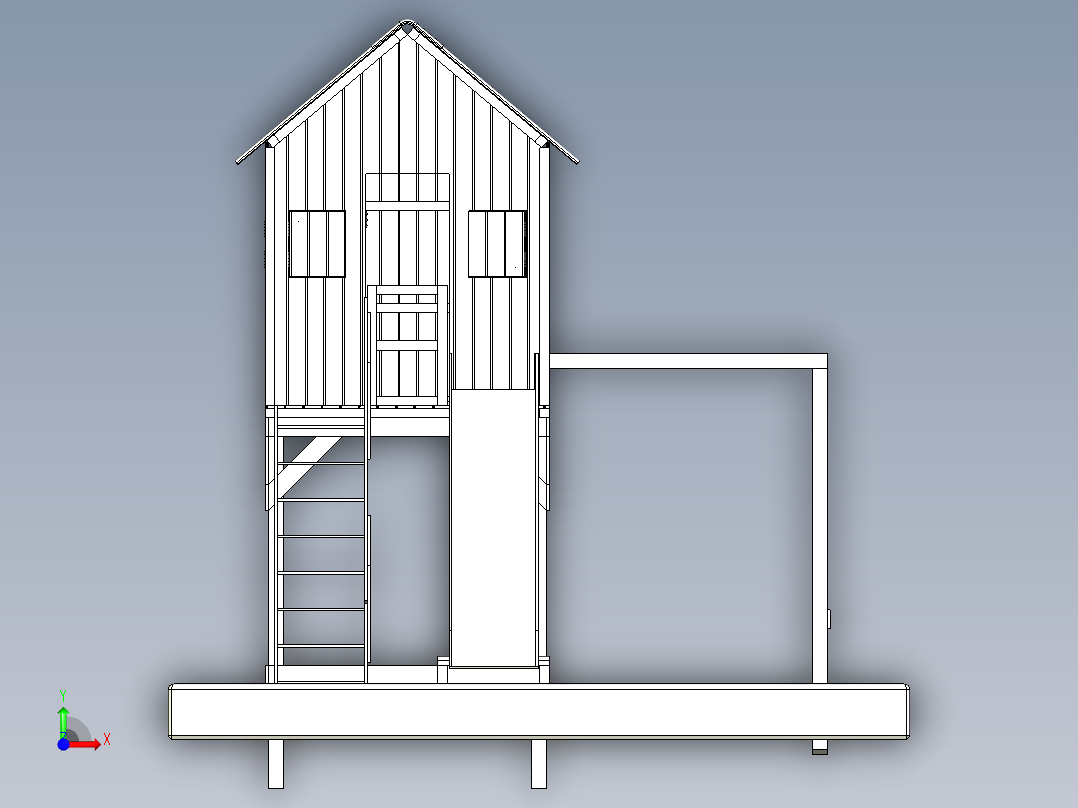 家庭游乐场花园儿童前视图
