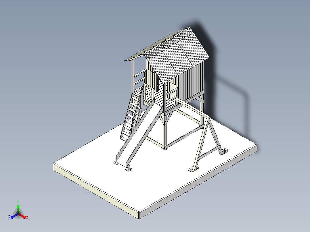 家庭游乐场花园儿童正等轴测图