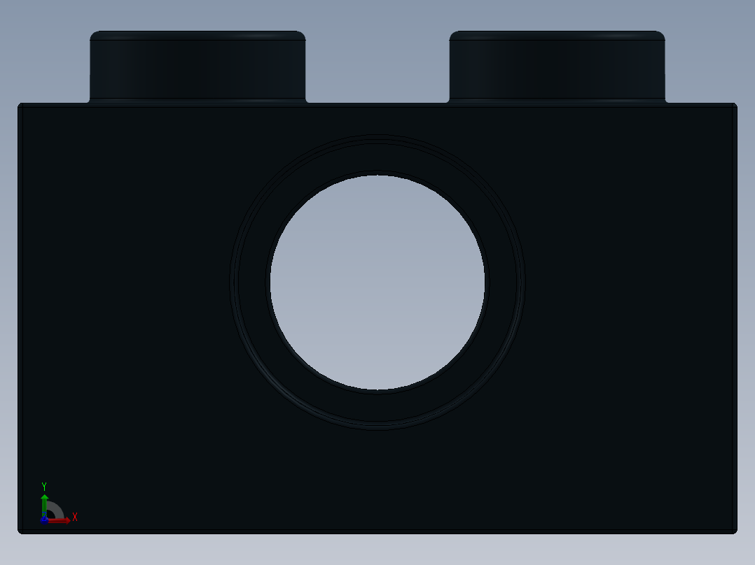 乐高机械组积木（横梁）-370026 Black Technic Brick 1 x 2 with Hole前视图