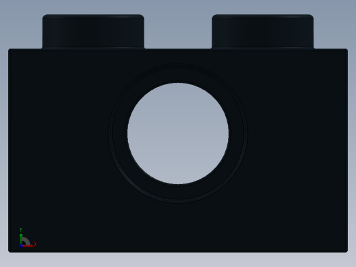 乐高机械组积木（横梁）-370026 Black Technic Brick 1 x 2 with Hole前视缩略图