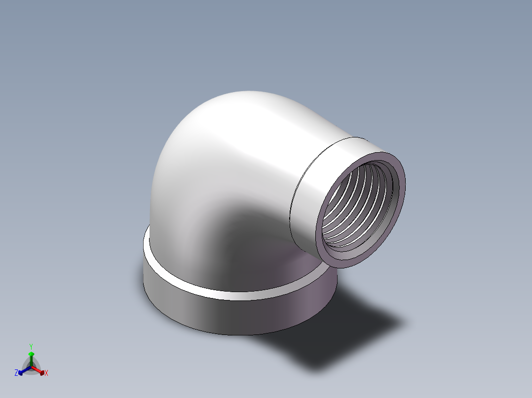 弯头-异径内丝 DN20-DN10正等轴测图