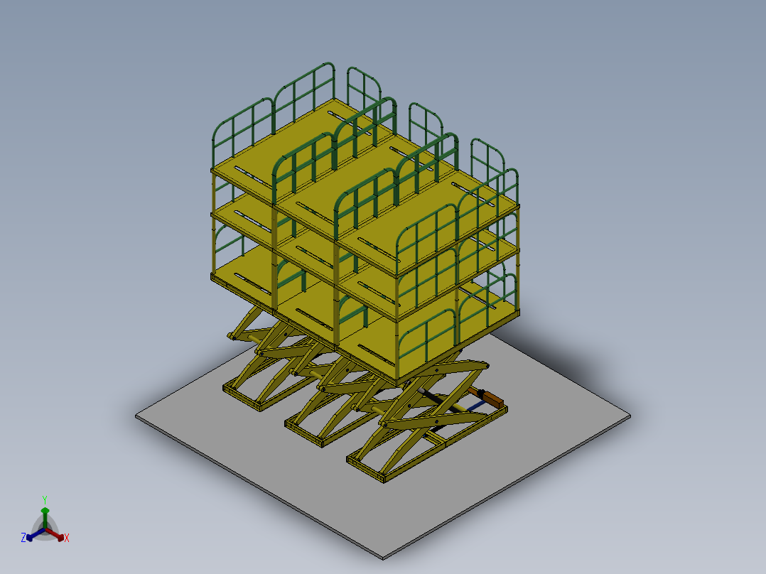 停车升降平台sw18可编辑正等轴测图