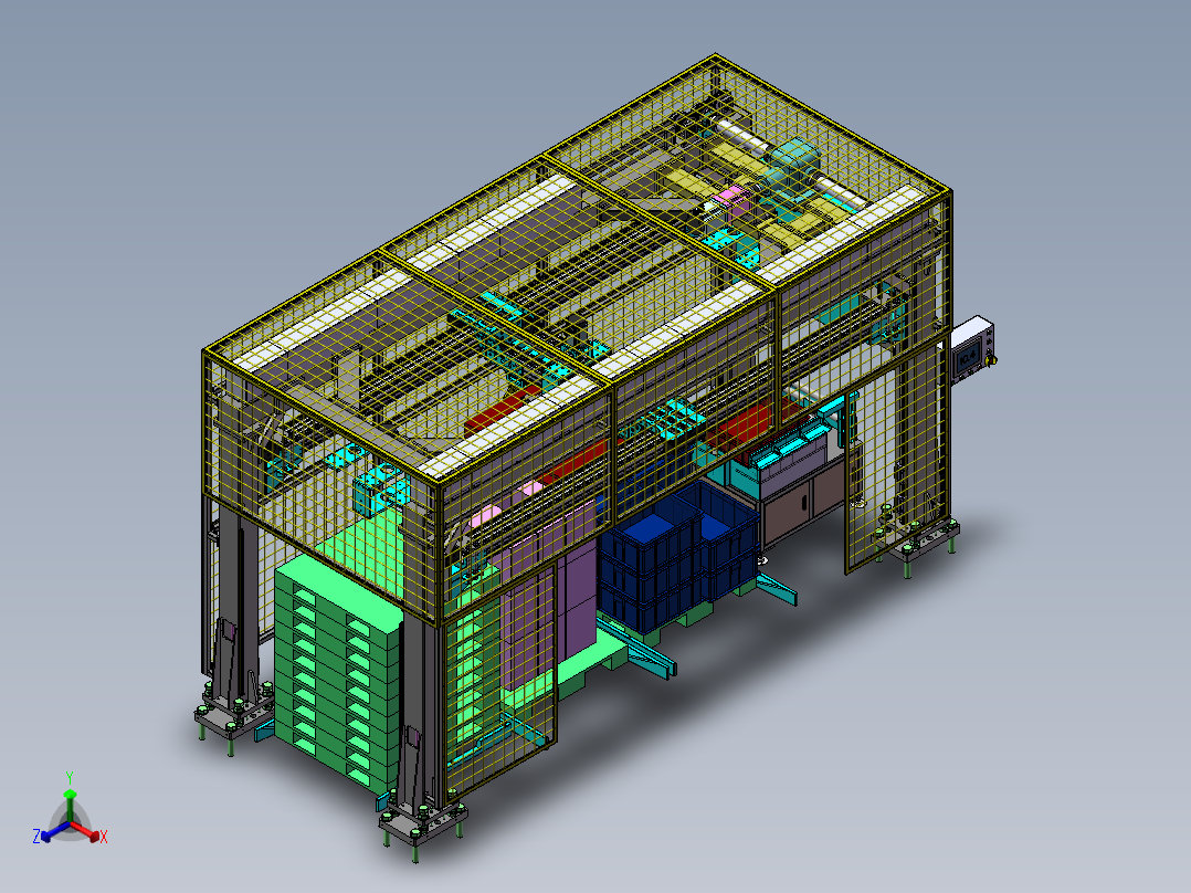 仓体式码垛机sw16可编辑正等轴测图