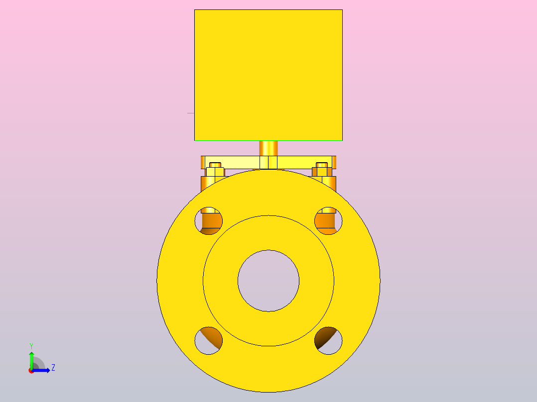 法兰连接球阀DN40左视图