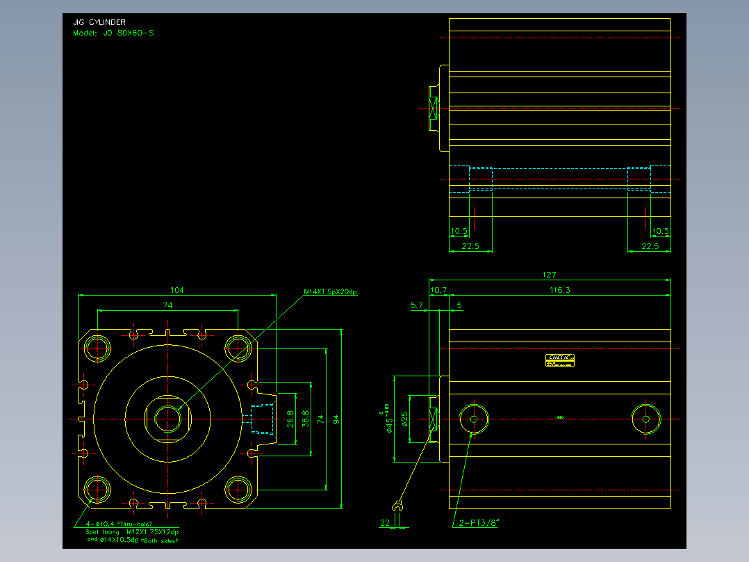 治具气缸2D-JD80x60-S