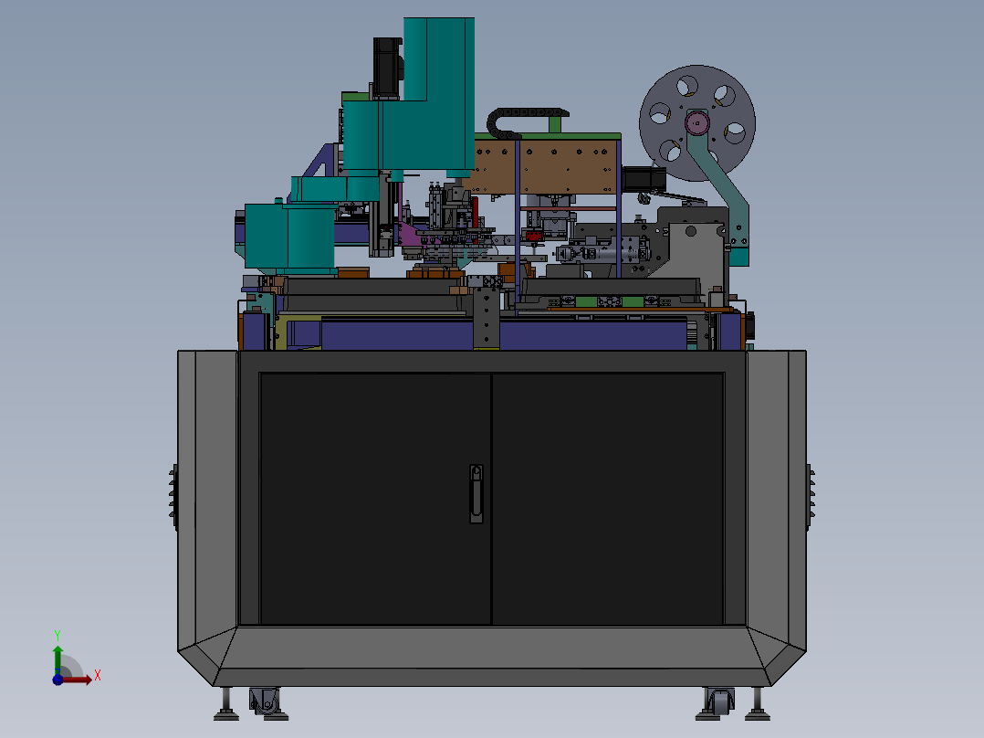 全自动上料贴膜组装一体机sw18可编辑前视图