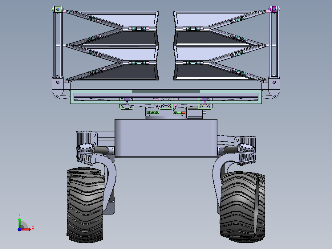 SURYA-PAAN折叠型月球车火星车3D数模图纸 Solidworks设计前视图
