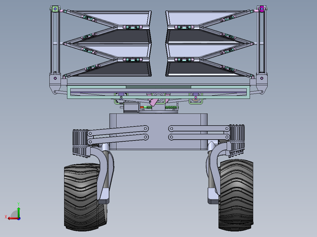 SURYA-PAAN折叠型月球车火星车3D数模图纸 Solidworks设计后视图