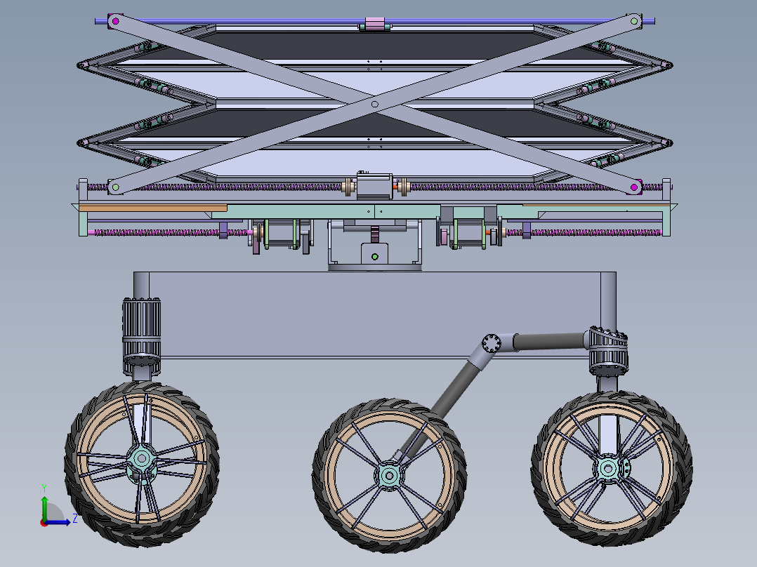 SURYA-PAAN折叠型月球车火星车3D数模图纸 Solidworks设计左视图
