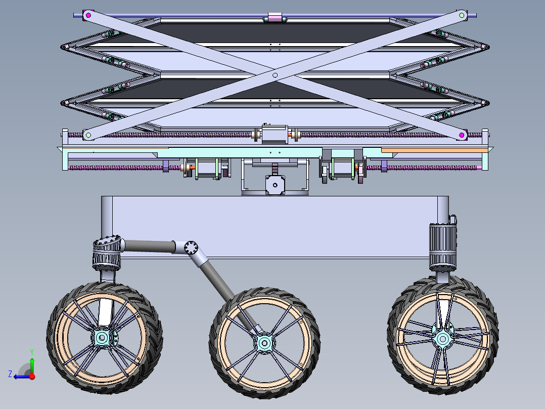 SURYA-PAAN折叠型月球车火星车3D数模图纸 Solidworks设计右视图