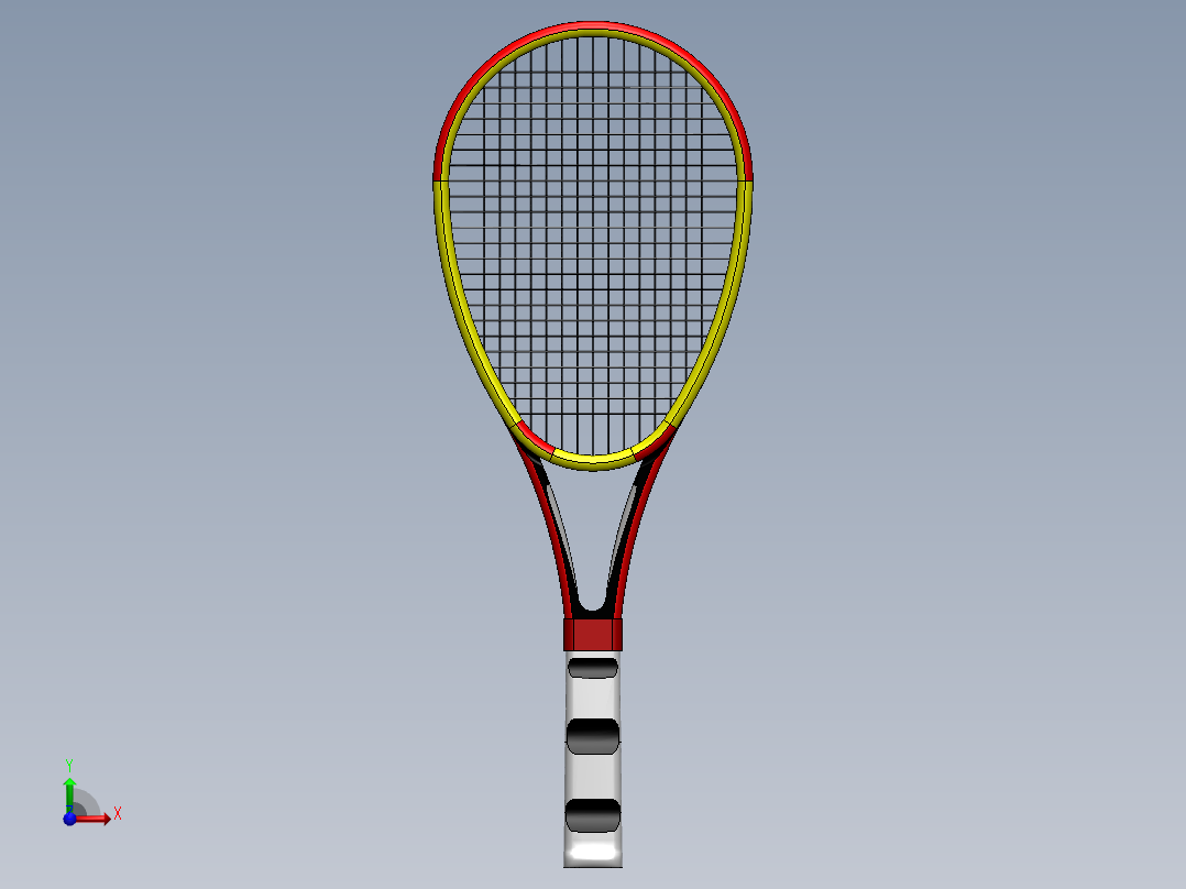 网球的球拍前视图