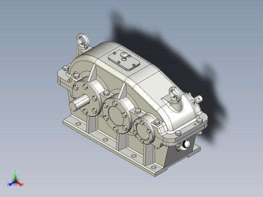 二级斜齿轮变速箱3D图纸