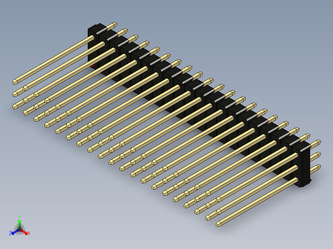 彩色公头100mil（2.54mm）系列-DS1021_black_3x20p_100mil_Type19_rev1.0主视图
