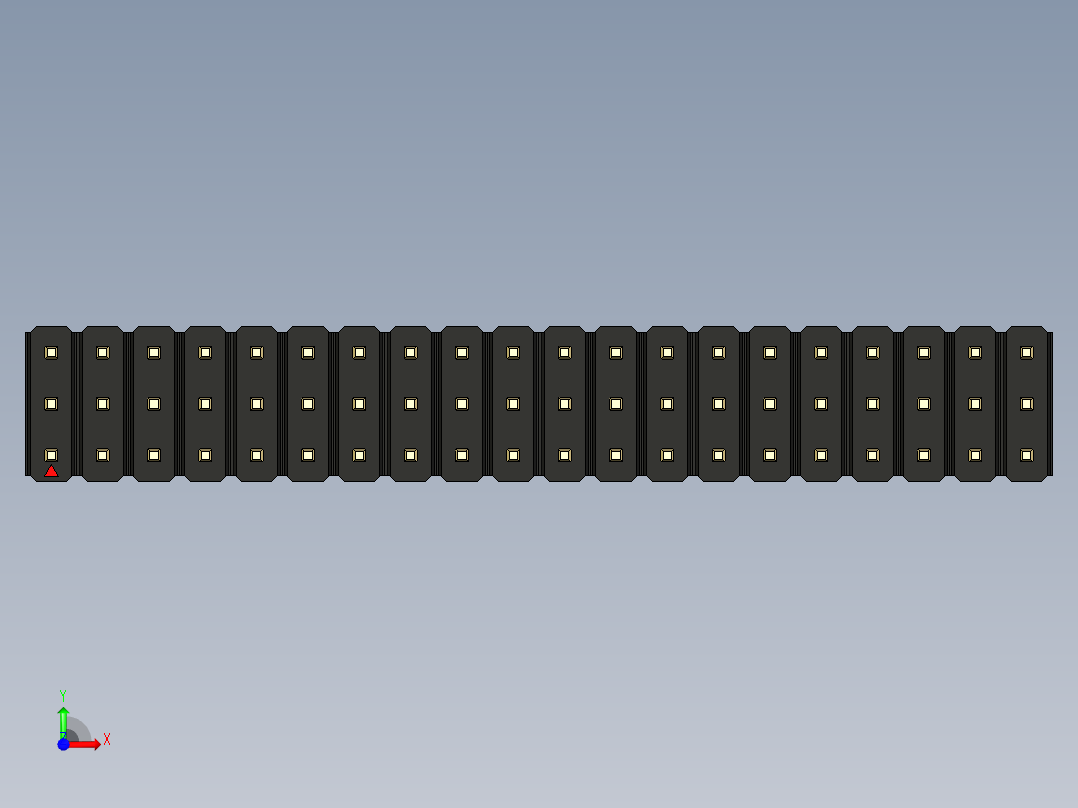 彩色公头100mil（2.54mm）系列-DS1021_black_3x20p_100mil_Type19_rev1.0前视图