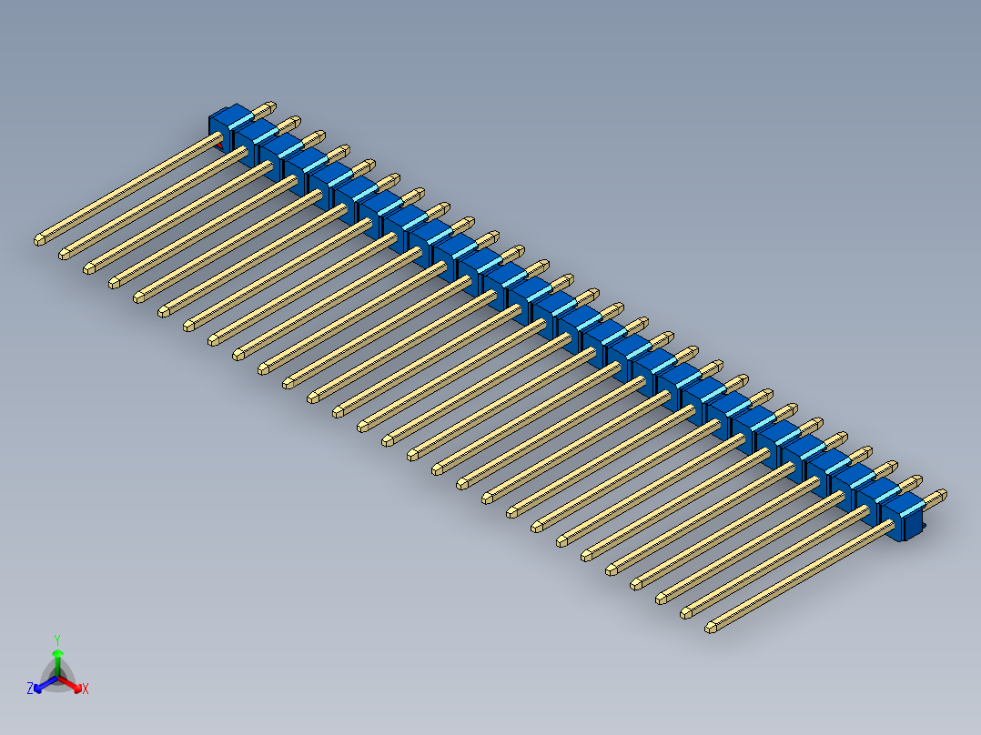 彩色公头100mil（2.54mm）系列-DS1021_blue_1x28p_100mil_Type19_rev1.0主视图