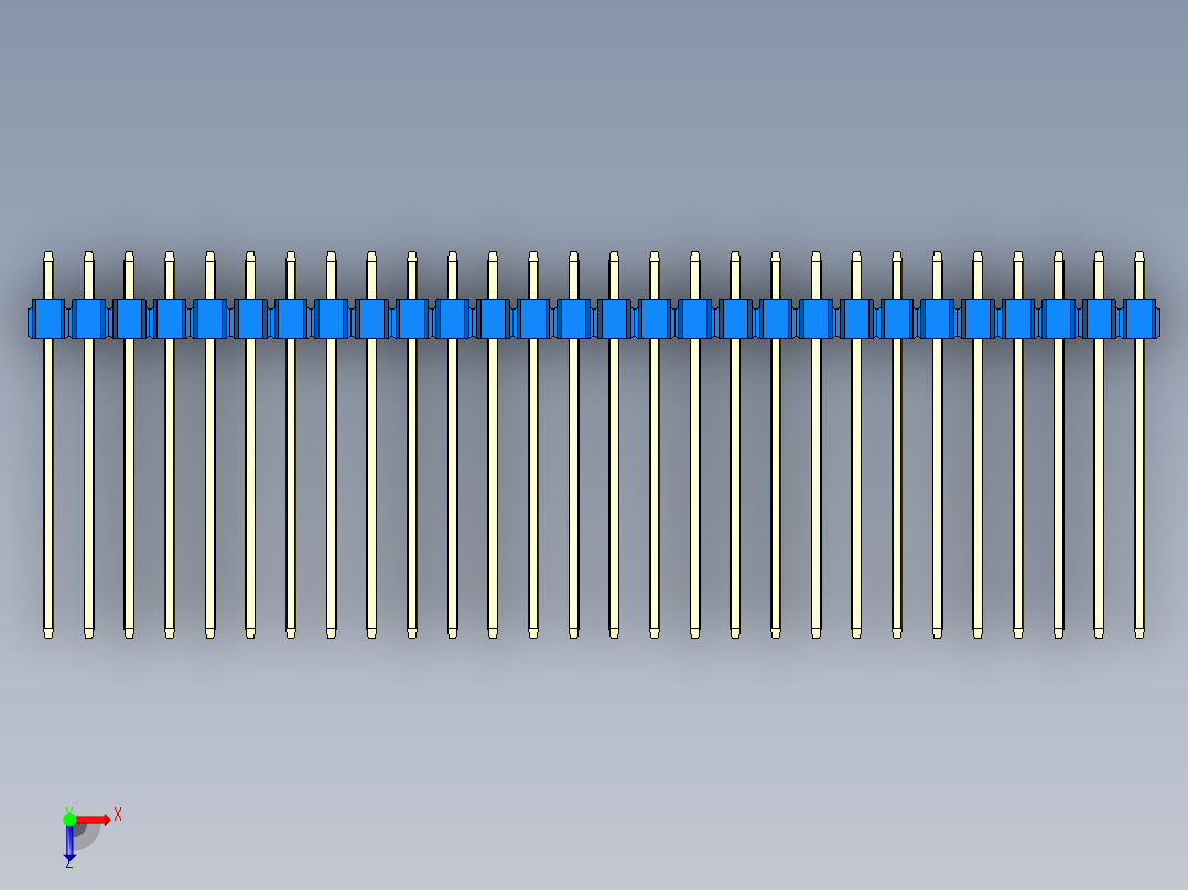 彩色公头100mil（2.54mm）系列-DS1021_blue_1x28p_100mil_Type19_rev1.0俯视图