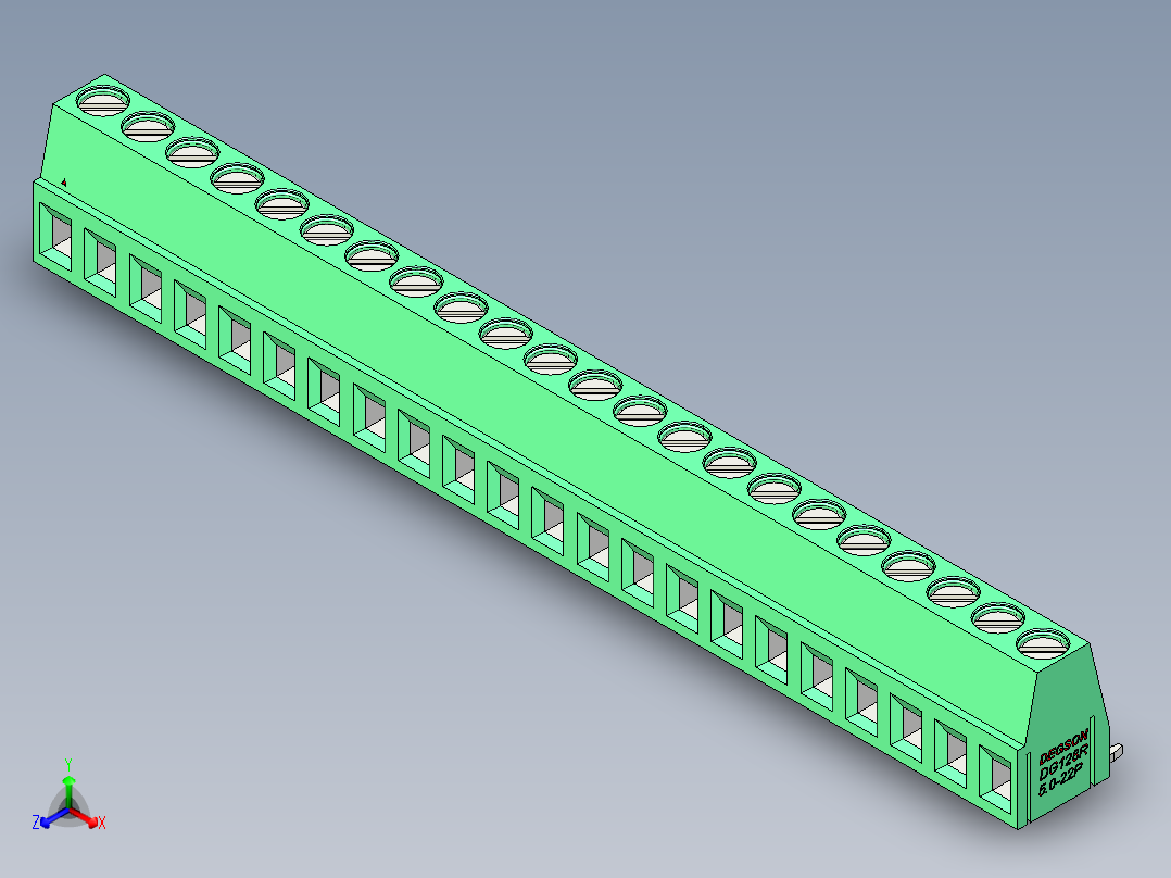 DEGSON DG128 系列 5.07.5mm 接线端子-DG128R-5.0-22P-14-00AH正等轴测图