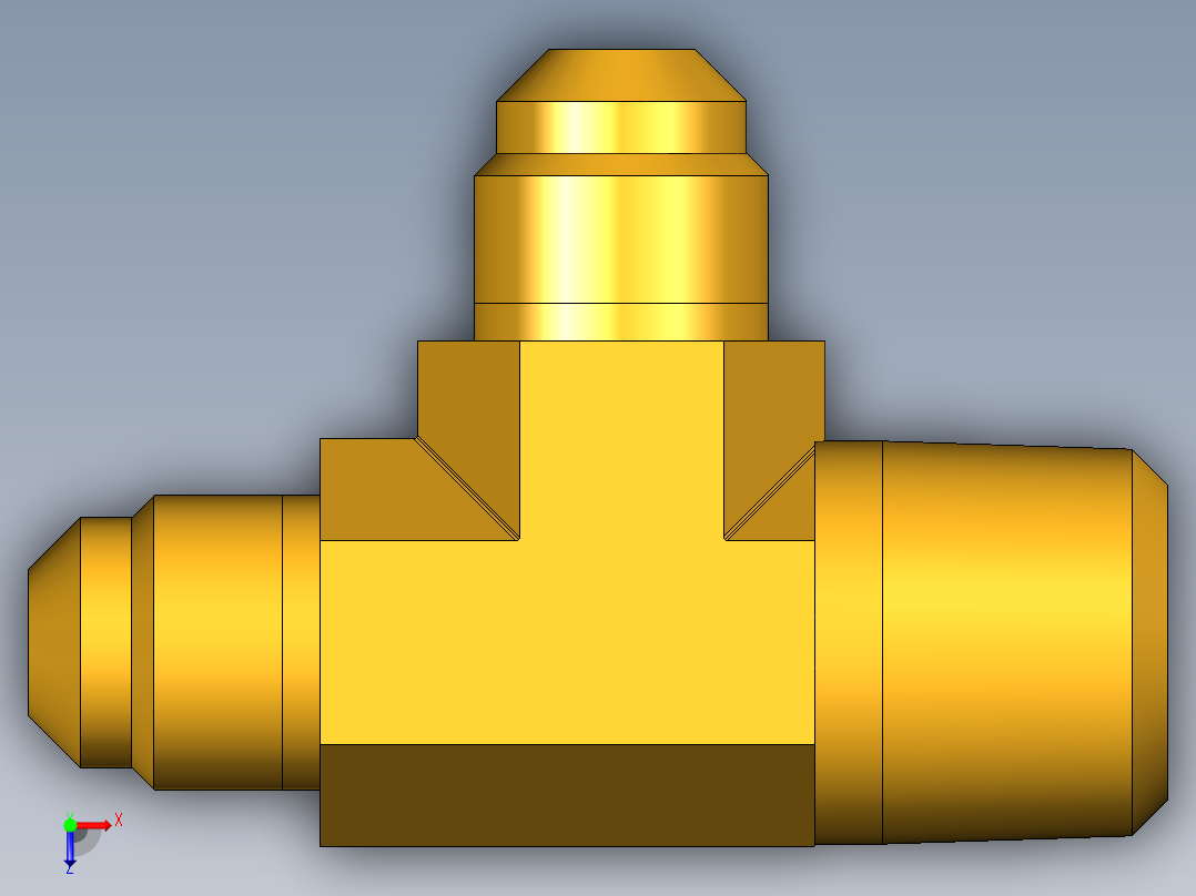 扩口式工业通用硬管接头Male Run Tee 151F-6-8俯视图