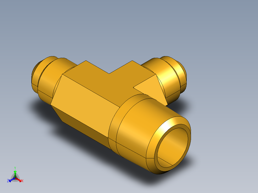 扩口式工业通用硬管接头Male Run Tee 151F-6-8正等轴测图