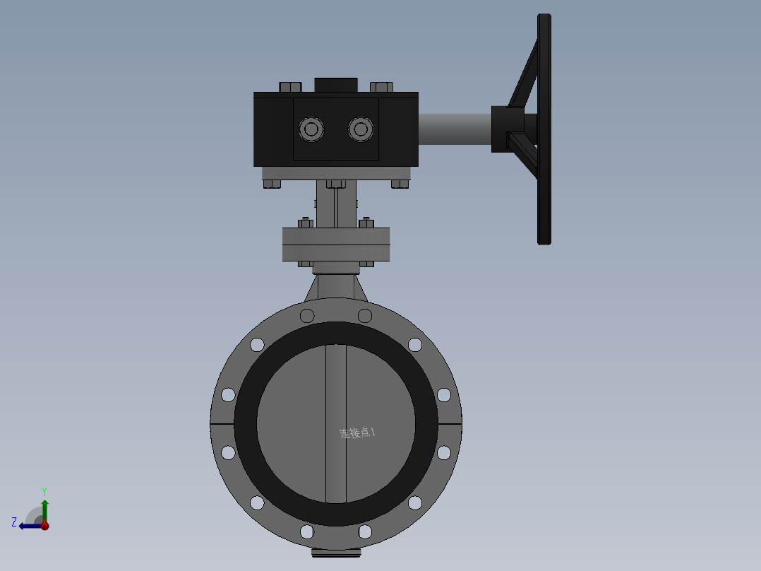法兰式涡轮蝶阀-316L DN50-DN600右视图
