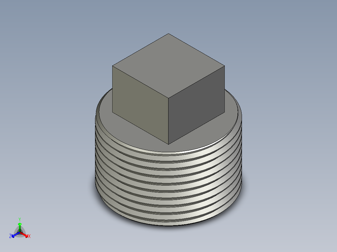 螺纹管四角塞头 DN20正等轴测图