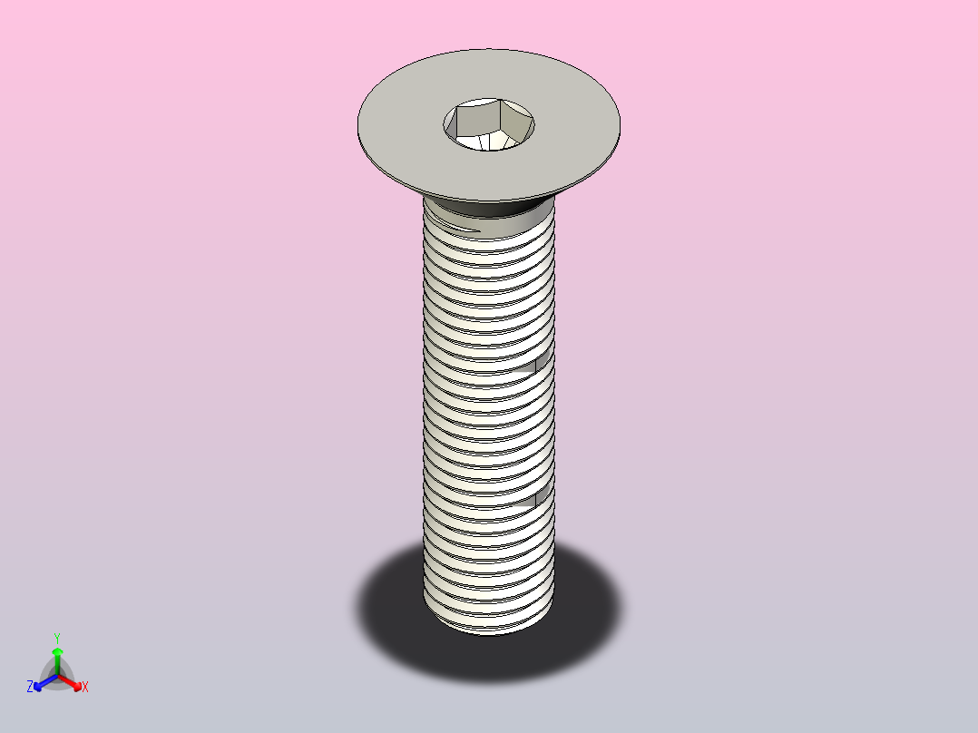 M3 ISO 10642标准内六角沉头螺钉- M20正等轴测图