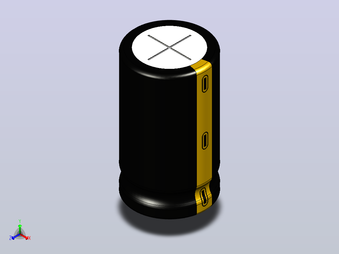20x35黑黄底片电解电容器主视图