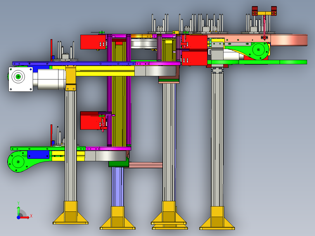 托盘上坡下坡输送自动化设备3D模型前视图