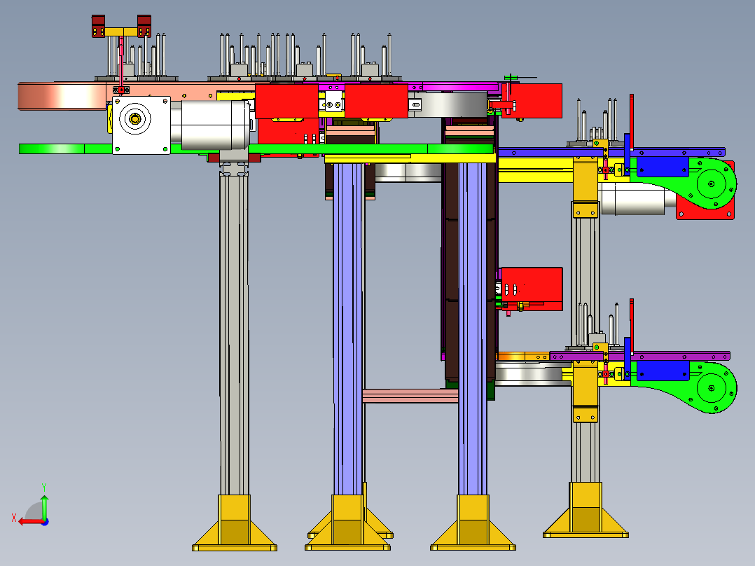 托盘上坡下坡输送自动化设备3D模型后视图