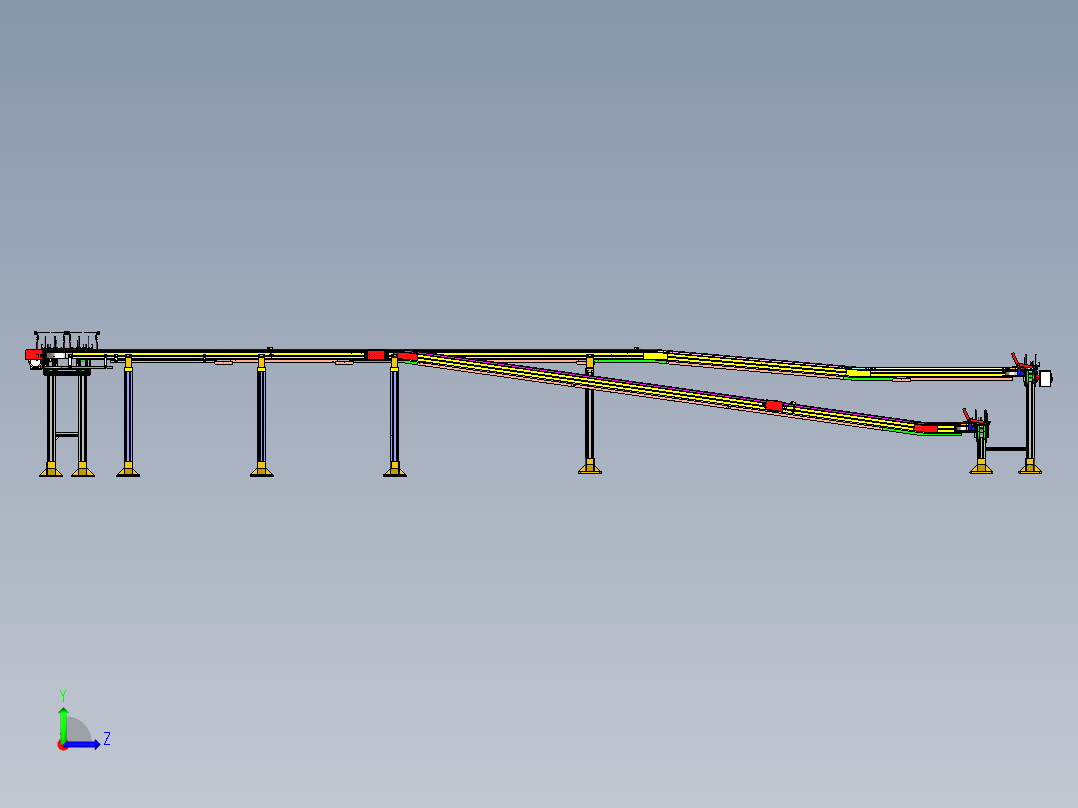 托盘上坡下坡输送自动化设备3D模型左视图