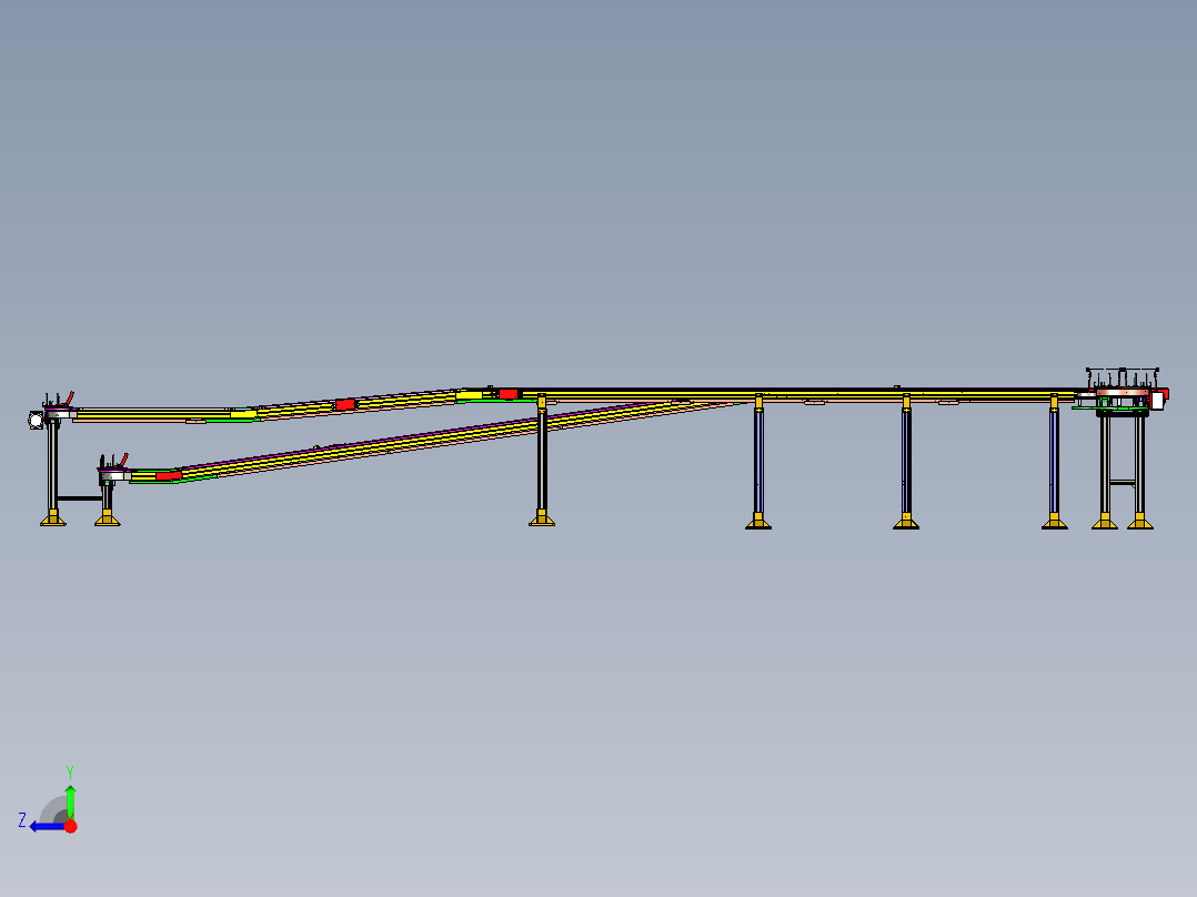 托盘上坡下坡输送自动化设备3D模型右视图