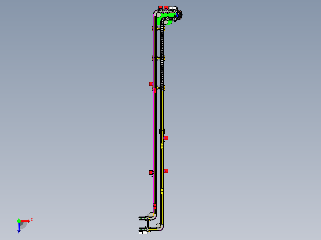 托盘上坡下坡输送自动化设备3D模型俯视图
