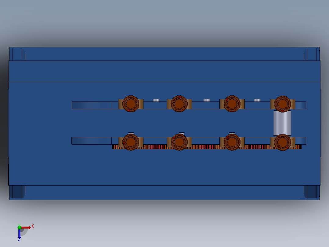 金属瓦楞辊成型机机架俯视图