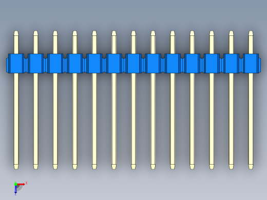 彩色公头100mil（2.54mm）系列-DS1021_blue_1x13p_100mil_Type5_rev1.0俯视缩略图