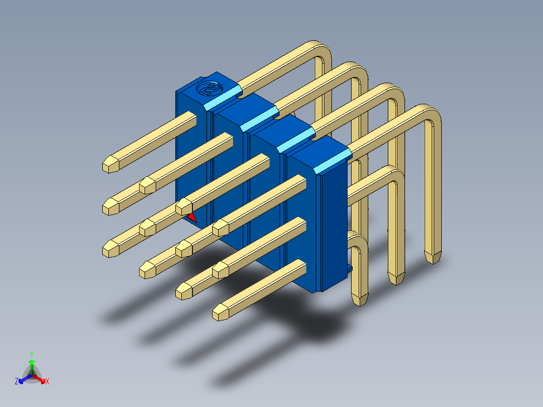 彩色公排针 100mil 2.54mm 系列-DS1022_blue_3x04p_100mil_TypeD_rev1.0主视图
