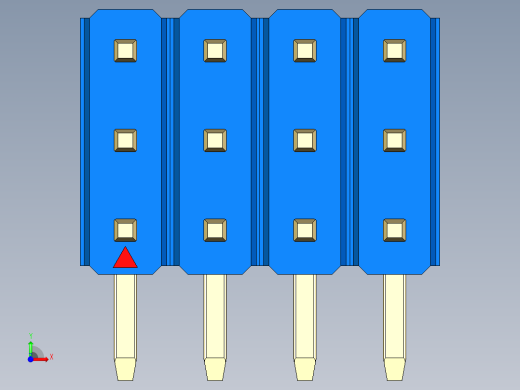 彩色公排针 100mil 2.54mm 系列-DS1022_blue_3x04p_100mil_TypeD_rev1.0前视缩略图