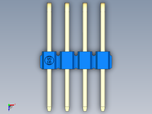 彩色公排针 100mil 2.54mm 系列-DS1022_blue_3x04p_100mil_TypeD_rev1.0俯视缩略图