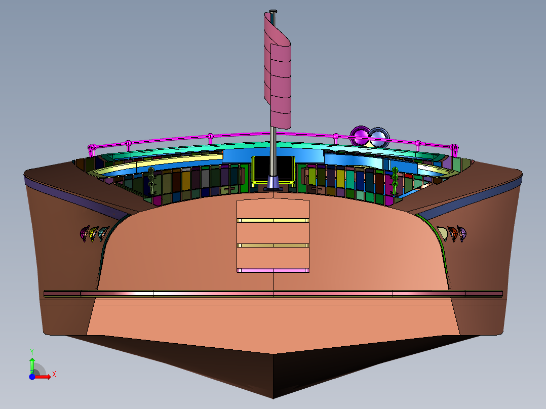 铝合金休闲观光游艇前视图