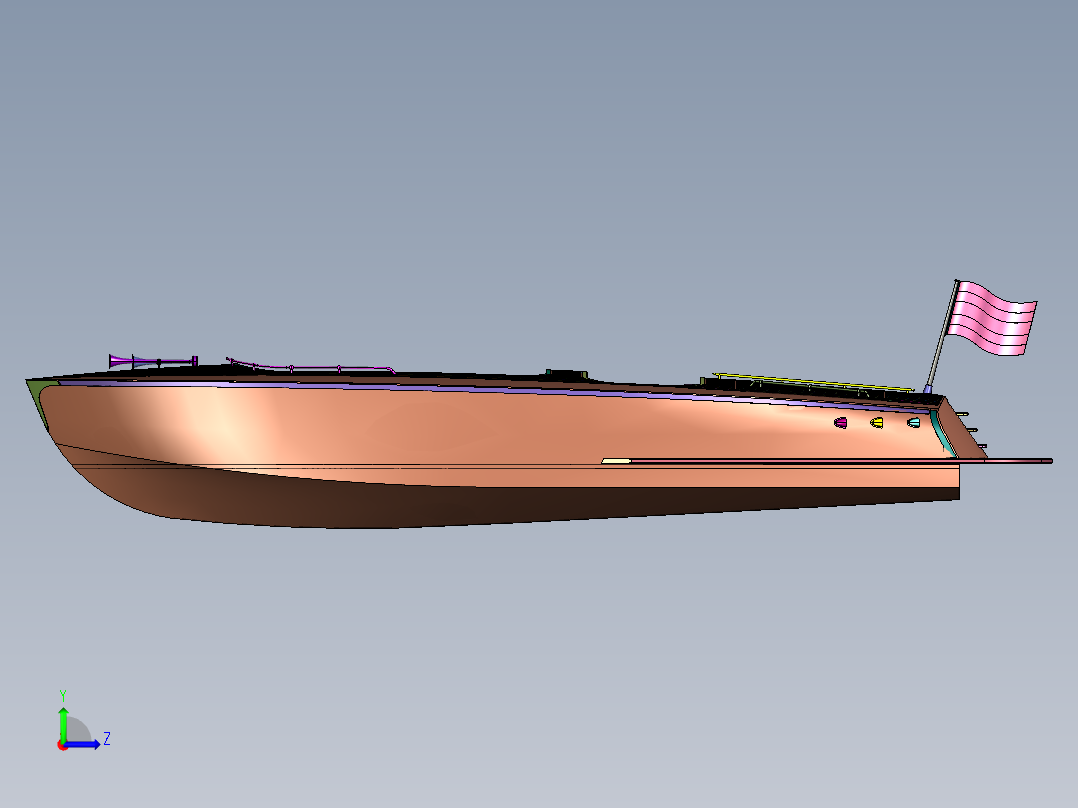 铝合金休闲观光游艇左视图