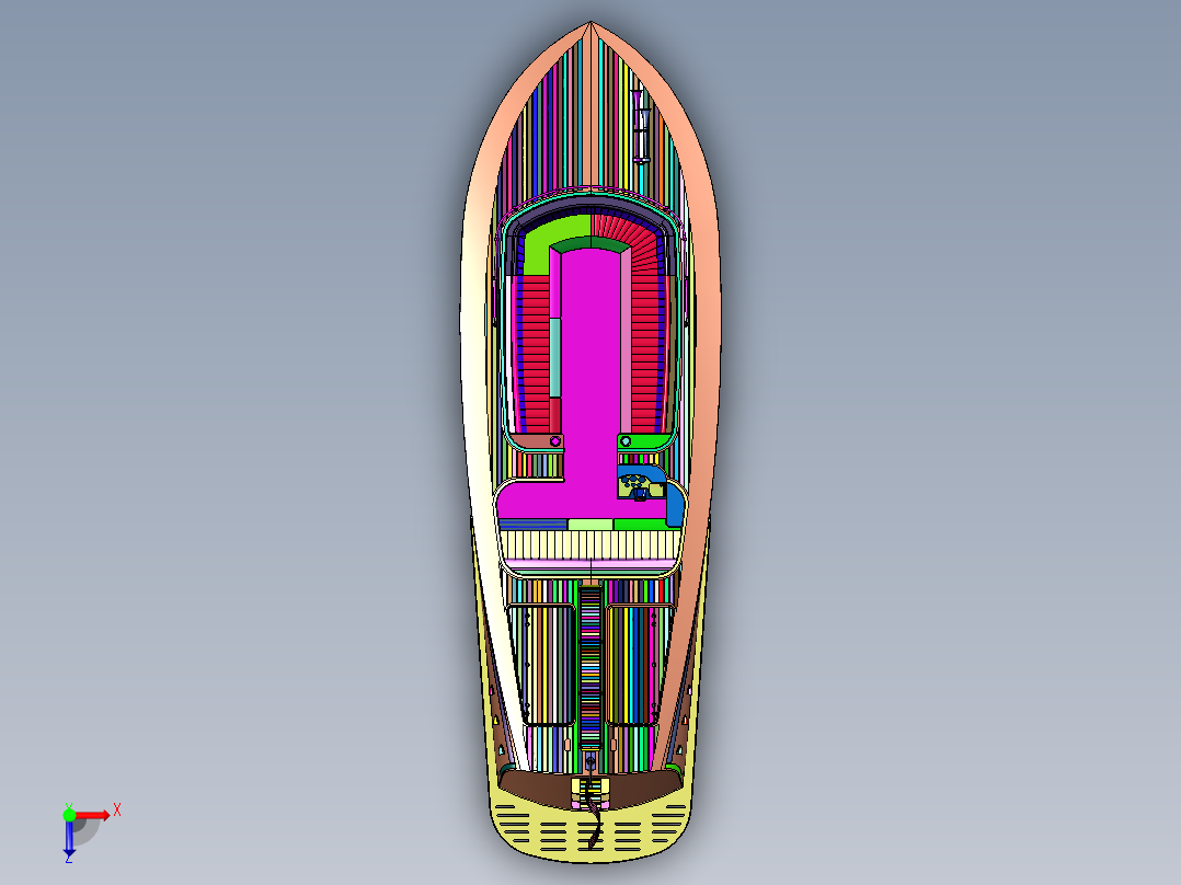 铝合金休闲观光游艇俯视图