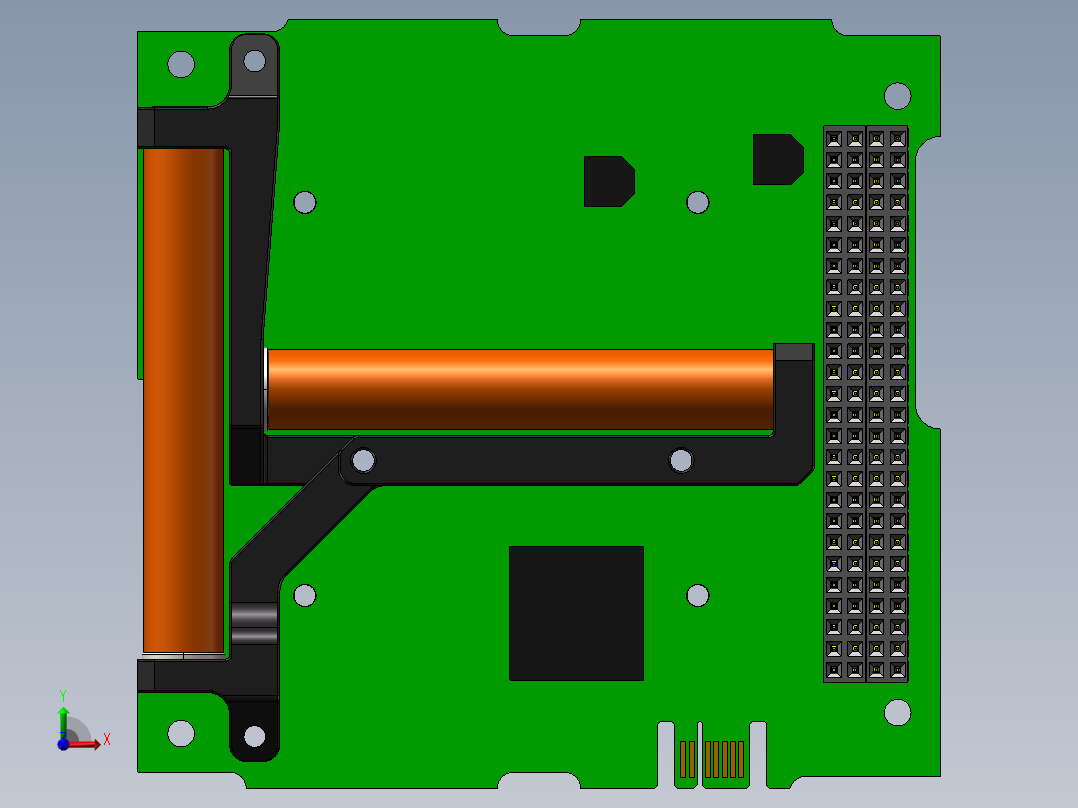 iMTQ 磁转矩板 PCB的三轴磁系统前视图