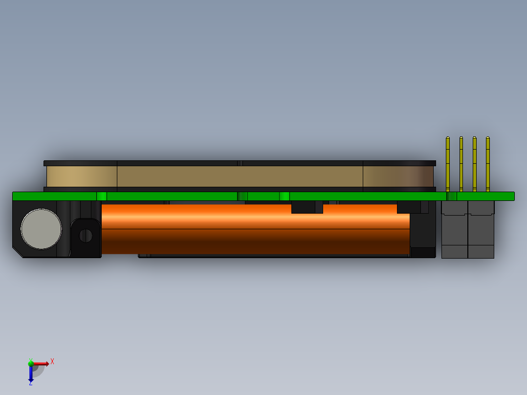 iMTQ 磁转矩板 PCB的三轴磁系统俯视图