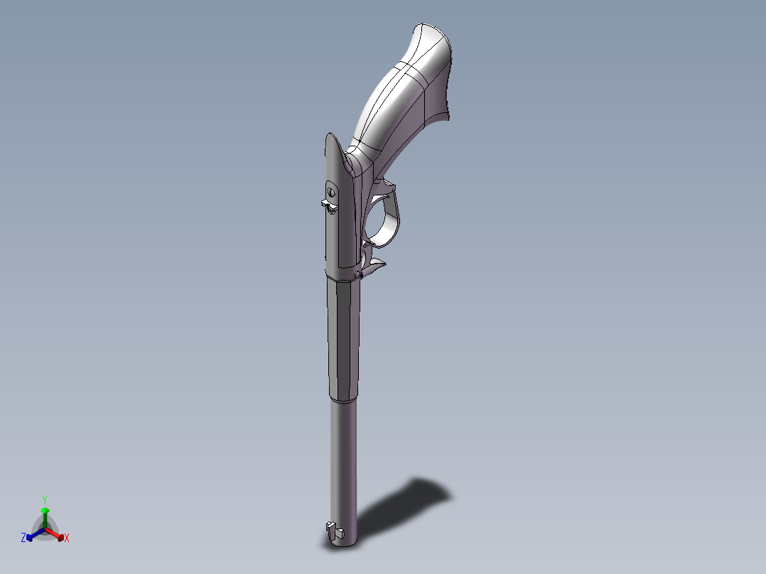 下置式击锤击发手枪正等轴测图