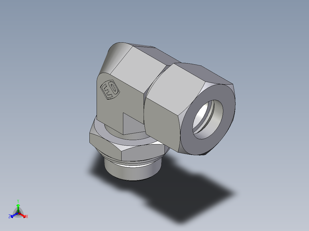 卡套式工业通用硬管接头EO_Adjustable_Locknut_elbow_WEE20ZSRCF主视图