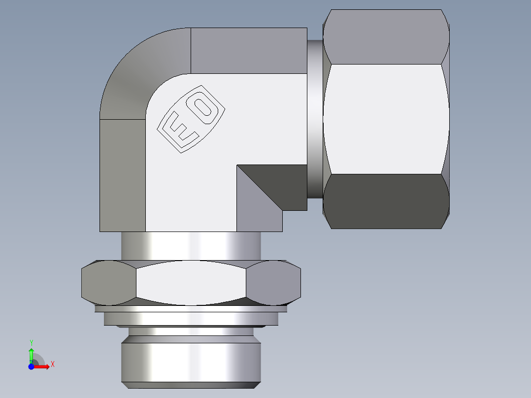 卡套式工业通用硬管接头EO_Adjustable_Locknut_elbow_WEE20ZSRCF前视图