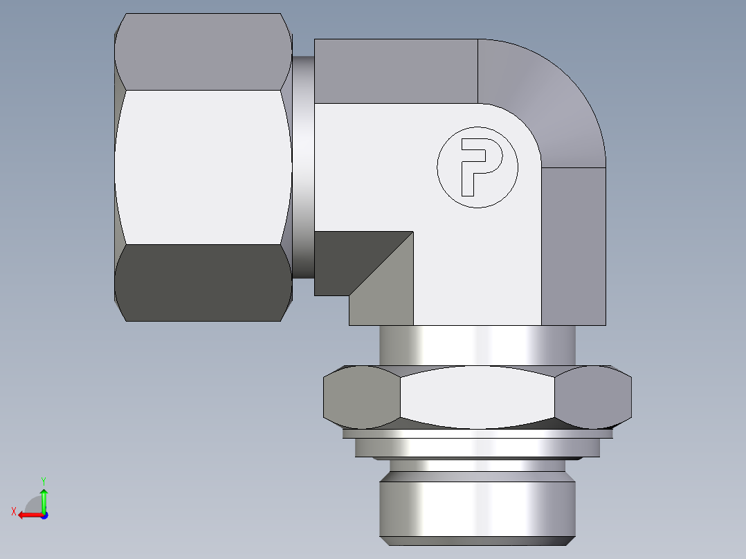 卡套式工业通用硬管接头EO_Adjustable_Locknut_elbow_WEE20ZSRCF后视图