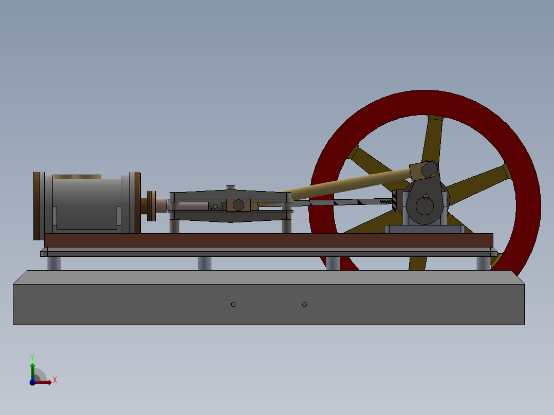 蒸汽机hoizontal-steam-mill-engine-1833-模型格式为 sw前视图
